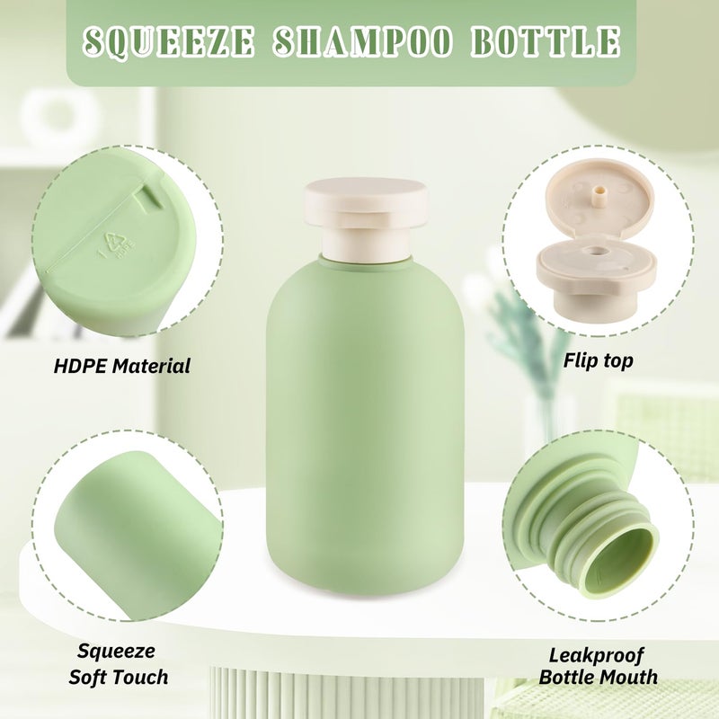 DMuuuDM 9 Pcs 6.8 oz Plastic Squeeze Bottles with Flip Cap,Empty Refillable Travel Shampoo Bottle Containers for Creams, Lotion,Body Wash, Conditioner,Silicone Funnel Included-Green - Image 2