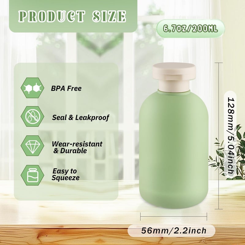 DMuuuDM 9 Pcs 6.8 oz Plastic Squeeze Bottles with Flip Cap,Empty Refillable Travel Shampoo Bottle Containers for Creams, Lotion,Body Wash, Conditioner,Silicone Funnel Included-Green - Image 3