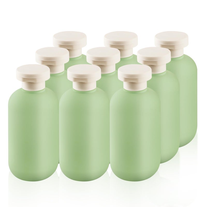DMuuuDM 9 Pcs 6.8 oz Plastic Squeeze Bottles with Flip Cap,Empty Refillable Travel Shampoo Bottle Containers for Creams, Lotion,Body Wash, Conditioner,Silicone Funnel Included-Green - Image 1