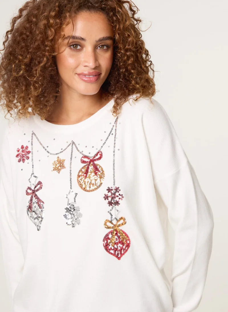 بلو فانيلا كنزة عيد الميلاد بجرس وزينة