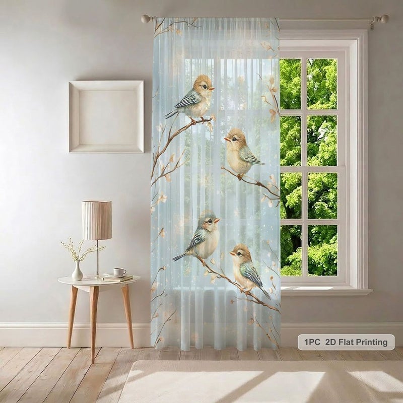 Sheer Window Curtain Panel Pastel Blue Cream W224 X H2362 Inch Rod Pocket - Image 5