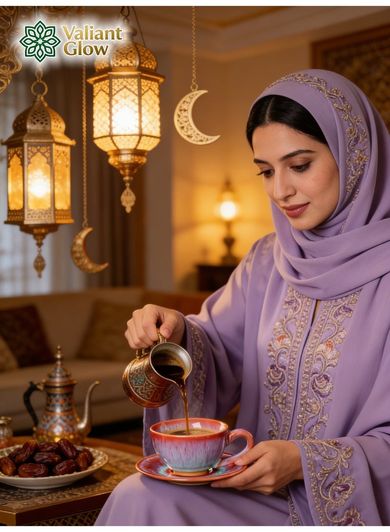 توهج شجاع طقم أكواب قهوة سيراميك | كوب قهوة عربي | كوب قهوة تركي | كوب قهوة مع صحن | أحمر | 150 مل - Image 4