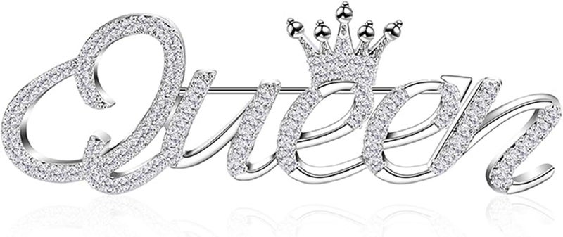 ROFARSO Queen Crown Brooch Pins for Women Girls Party Fashion Feminist Rhinestone Crystal Lapel Pin Accessories - Image 1