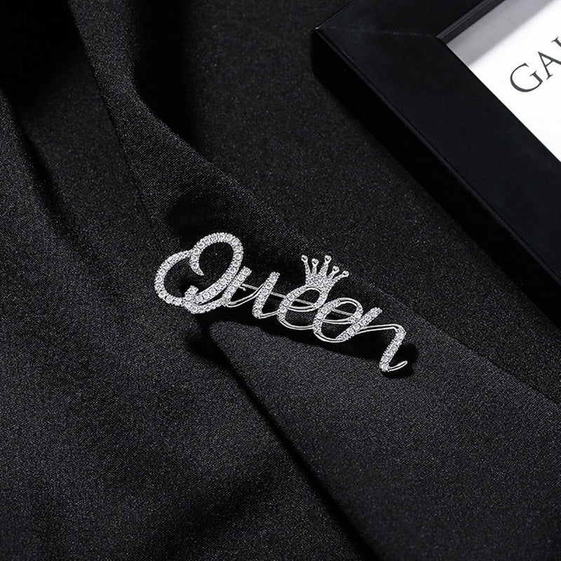 ROFARSO Queen Crown Brooch Pins for Women Girls Party Fashion Feminist Rhinestone Crystal Lapel Pin Accessories - Image 2