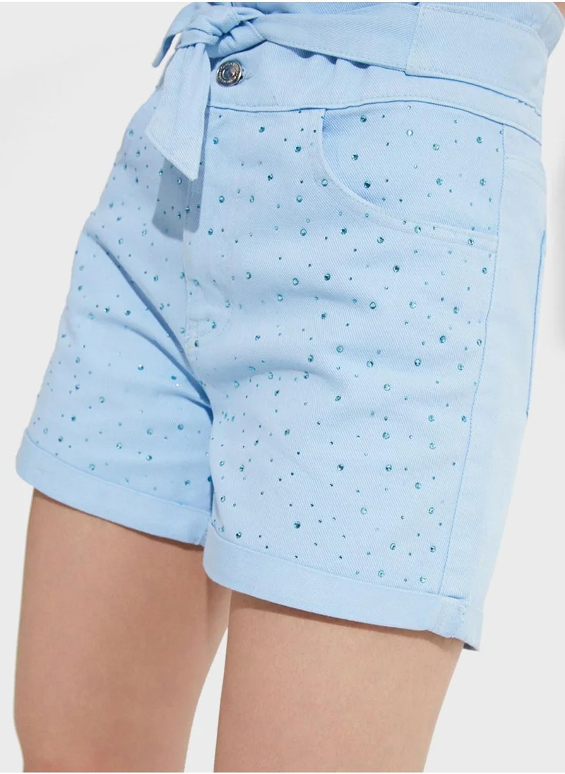 JUNE Tie Detail Shorts