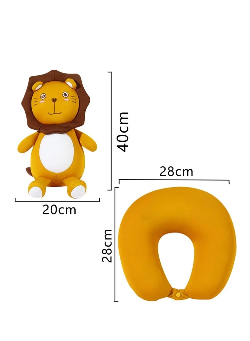 Excefore Travel Pillow Kid, 2-in-1 Travel Pillow for Kids, Neck, Soft and Adorable Bear Animals Plushie That Converts into a U-Shaped Neck Pillow for Ultimate Comfort During Airplane, Car, Train, Bus Trip - Image 3