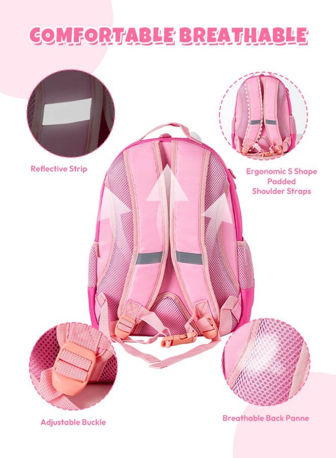 hibobi School Bags Set 3pcs for Girls, Kids Bags Cute Cat Backpack, Waterproof Bookbag, Large Capacity Casual Backpack with Lunch Bag and Pencil Case for Girls - Image 5