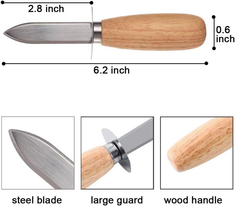 DOMG 10Pcs Oyster Clam Shucking Knife Opener with Wooden Handle - Image 2