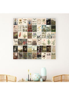 CVANU CVANU Set of 54 Botanical Art Aesthetic Picture Printed on Poster Wall Collage Kit with Glue Dot Tape for Wall Decor 6inchX4inch_154 