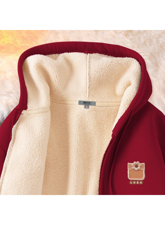 Flying in the snow Hooded Sweatshirt Women's Jacket 2026 Autumn Winter New Product Petite Junior High School Student Loose Casual Fleece Clothing - Image 5
