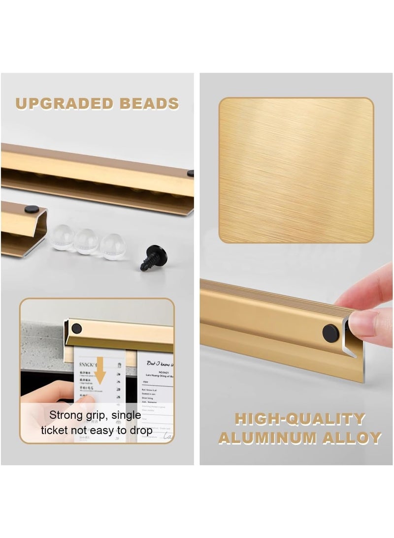 Excefore Self-Adhesive Golden Aluminum Menu Clip Holders–Pinch-Free Check Bill Organizer for Restaurants, Coffee Shops, Kitchens&Milk Tea Stands, 7.87" Durable Slide Racks 2 Pack - Image 2