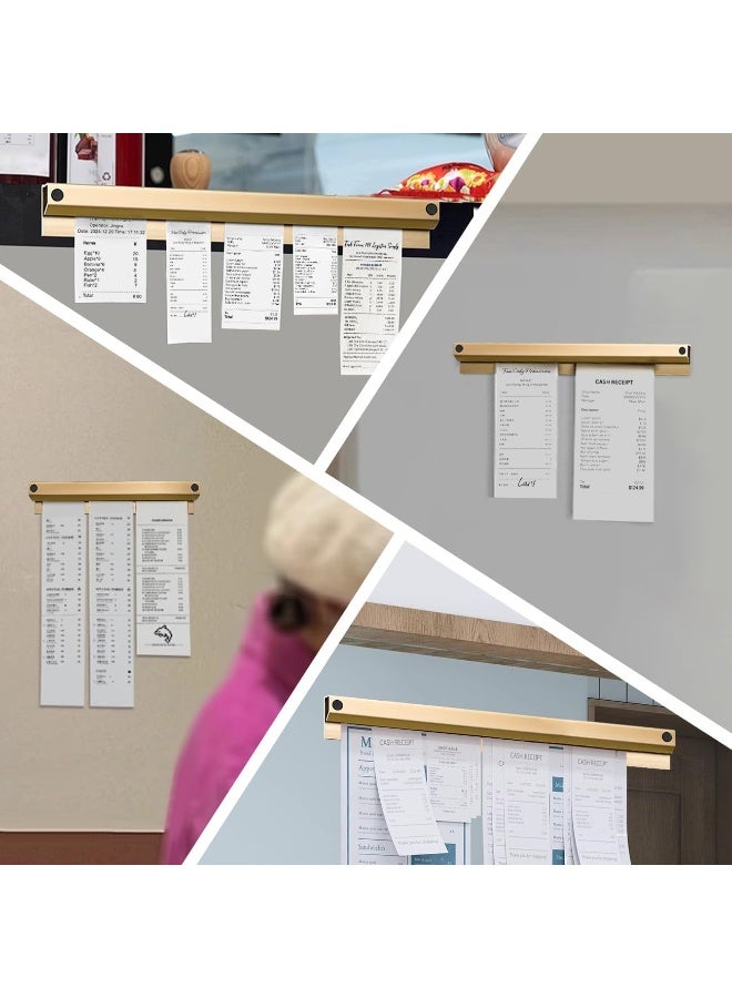 Excefore Self-Adhesive Golden Aluminum Menu Clip Holders–Pinch-Free Check Bill Organizer for Restaurants, Coffee Shops, Kitchens&Milk Tea Stands, 7.87" Durable Slide Racks 2 Pack - Image 3