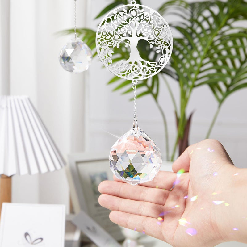 Elivida Sympathy Gift Modern Grief Gift for Lose of Loved Ones  Hanging Ornament with 40mm Clear Crystal Ball Rainbow Maker  Bereavement Gift Idea Tree of Life Design - Image 2