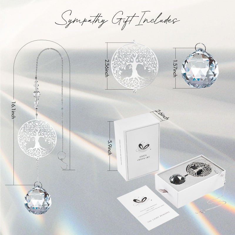 Elivida Sympathy Gift Modern Grief Gift for Lose of Loved Ones  Hanging Ornament with 40mm Clear Crystal Ball Rainbow Maker  Bereavement Gift Idea Tree of Life Design - Image 5