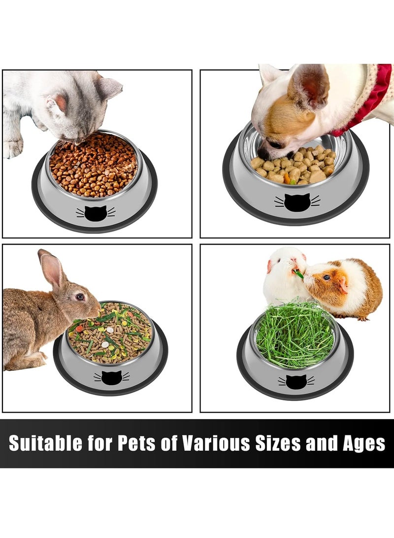 Generic 2Pcs Cat Bowls Non-Slip Stainless Steel Small Cat Food Bowls Unbreakable Thicken Cat Feeder 7 Oz Cat Dishes Suitable For Indoor Small Pets Removable Rubber Base Easily Clean,Grey. - Image 5