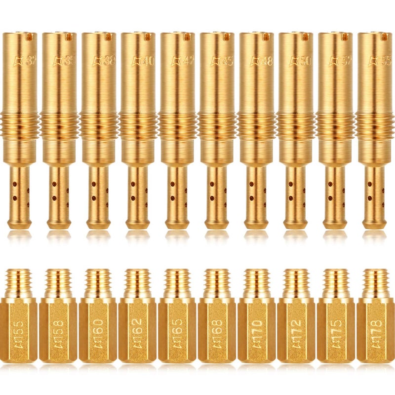 20 Pieces Carburetor Main Jet Kit Include 10 Pieces Carburetor Main Jet and 10 Pieces Slow Jet Kit Compatible with Keihin OKO KOSO PE and for PWK Carb