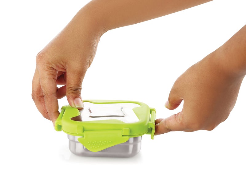STEELLOCK Smart Stainless Steel Tiffin Lunch Box Set for Kids and Adults – Airtight Leakproof Square Containers with Steel Lids – Green 250ml & 360ml – School & Office - Image 4