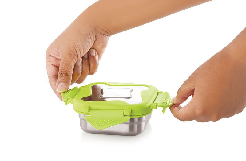 STEELLOCK Smart Stainless Steel Tiffin Lunch Box Set for Kids and Adults – Airtight Leakproof Square Containers with Steel Lids – Green 250ml & 360ml – School & Office - Image 2