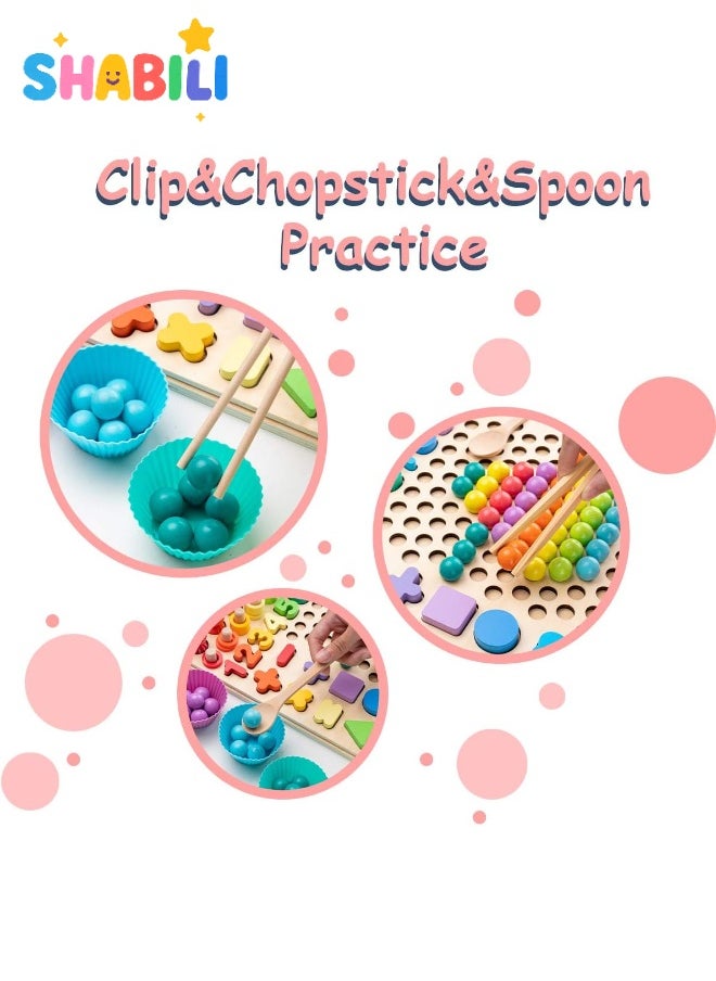 Montessori 13-in-1 Wooden Sorting & Counting Board Game – Magnetic Fishing, Clip-Beads, Shape & Number Matching, Colorful Stacking Puzzle, Fine-Motor & STEM Learning Toy for Preschool Kids Ages 3+