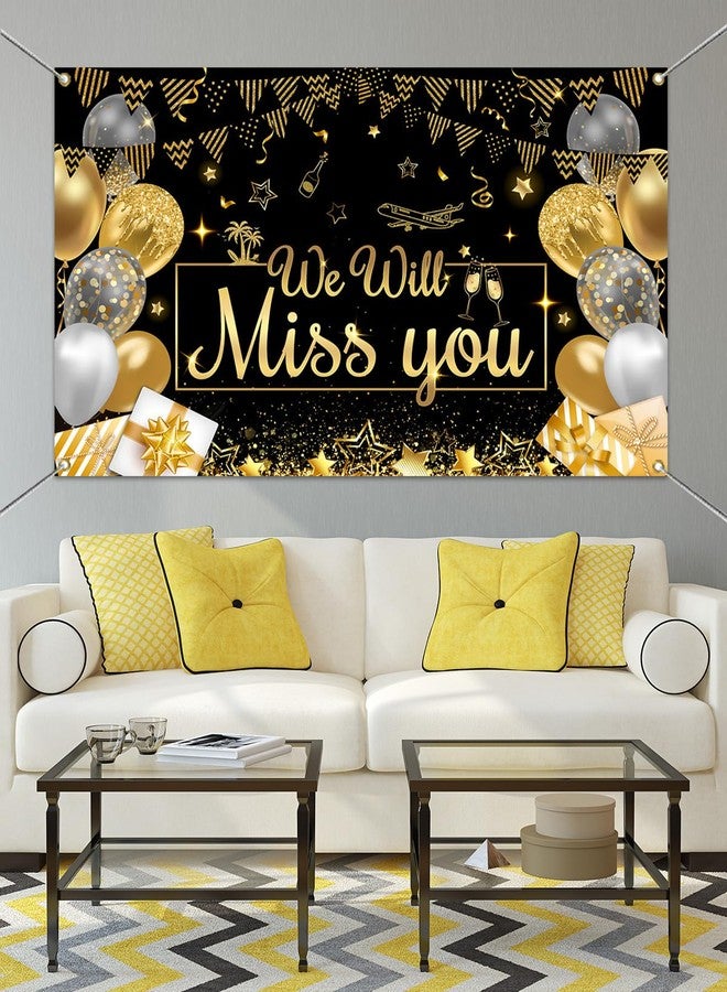 موكسيكا لافتة خلفية "سنفتقدك" من موتشيكا، كبيرة جدًا، باللونين الأسود والذهبي، لتزيين حفلات الوداع والتقاعد، خلفية مثالية للتصوير الفوتوغرافي (أسود وذهبي، 70.8 × 43.3 بوصة) - Image 5