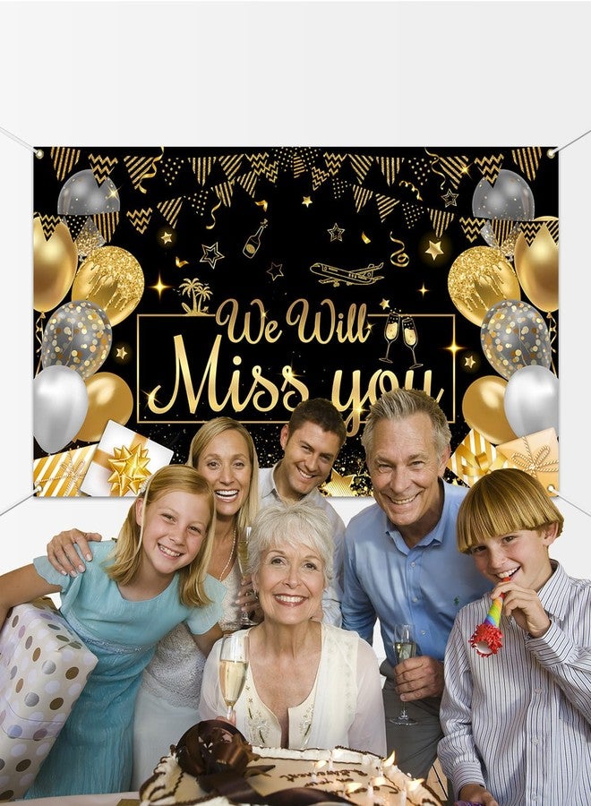 موكسيكا لافتة خلفية "سنفتقدك" من موتشيكا، كبيرة جدًا، باللونين الأسود والذهبي، لتزيين حفلات الوداع والتقاعد، خلفية مثالية للتصوير الفوتوغرافي (أسود وذهبي، 70.8 × 43.3 بوصة) - Image 3