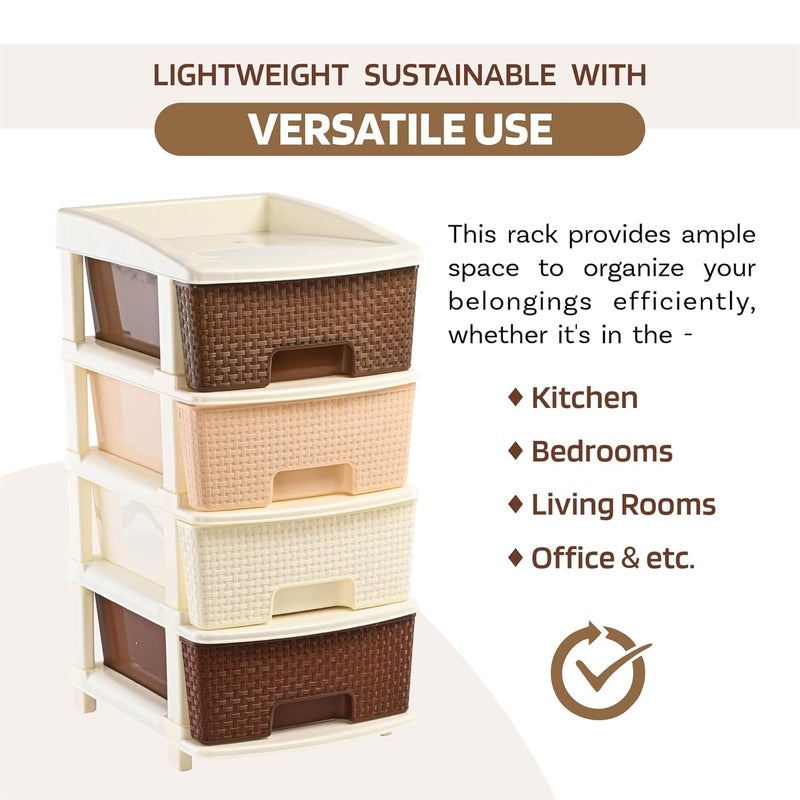 Kuber Industries Kuber Industries 4Layer Plastic Modular Storage Drawer for Home Kitchen Office Large Chest of Drawers Racks for Storage Multipurpose Dress Toys Organizer for Kids Room Multi Brown  - Image 5