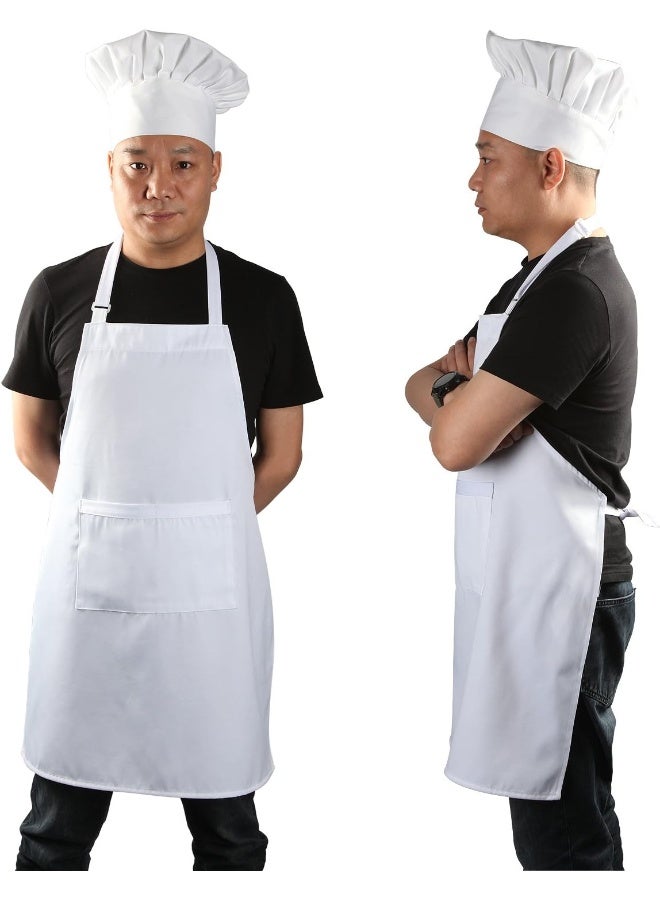 Yotache  Chef Apron Set, Chef Hat And Kitchen Apron Adult Adjustable White Apron Baker Costume For Men And Women  - Image 4