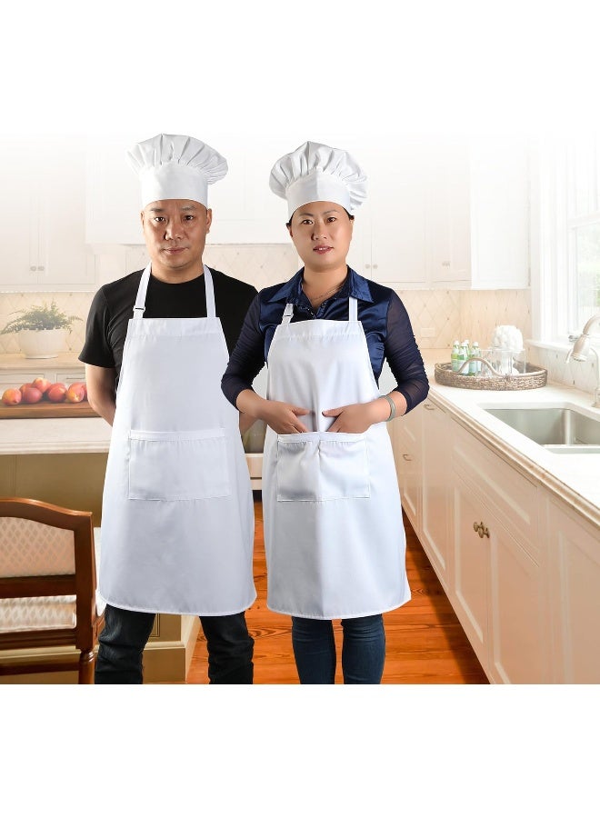 Yotache  Chef Apron Set, Chef Hat And Kitchen Apron Adult Adjustable White Apron Baker Costume For Men And Women  - Image 2