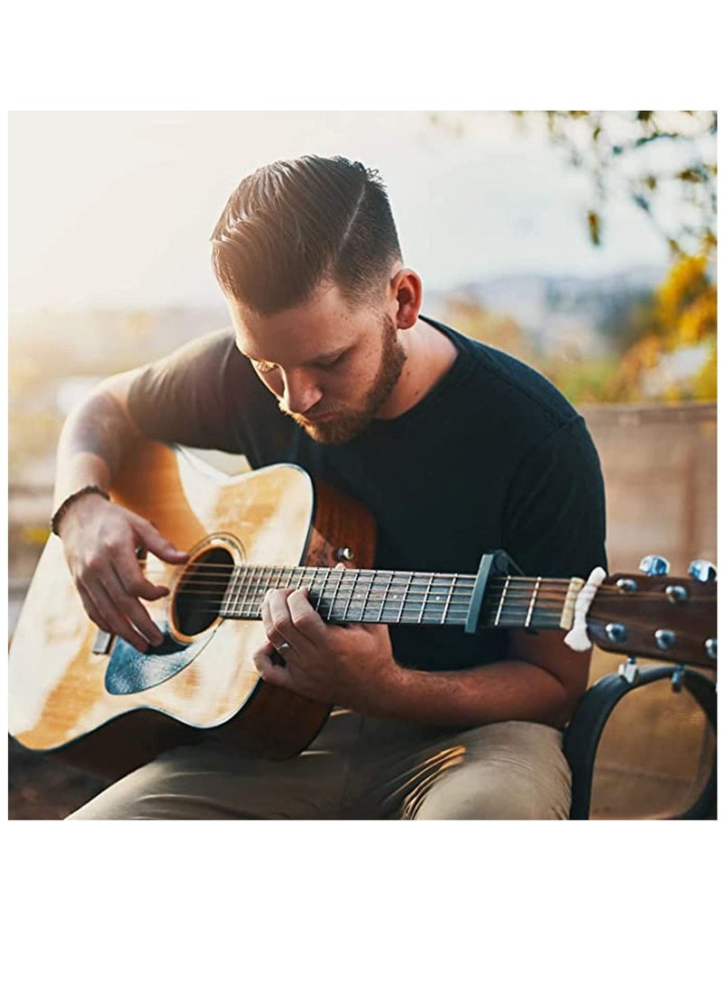 Guitar Tuner and Capo Set, Digital Electronic Clip on Tuner Acoustic with LCD Display for Guitar, Bass, Violin, Ukulele 360 Degree Rotatable, LCD Digital Display (5 Pcs Picks Included)