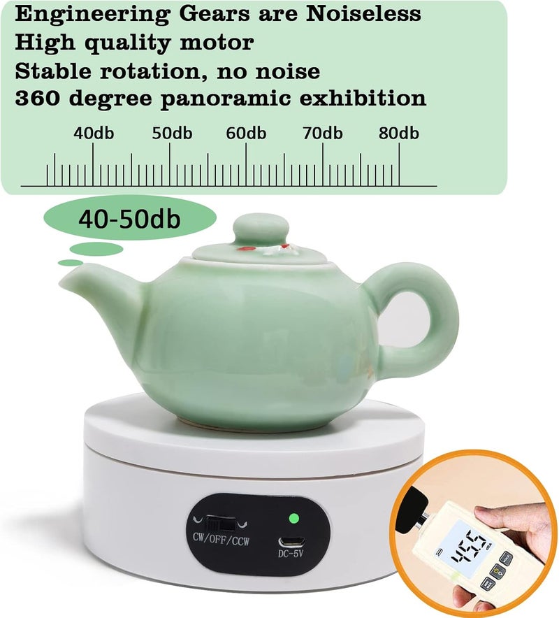 YVV Turner Cup Rotating Display Stand for Epoxy Glitter Tumbler, 360 Degree Automatic Mute Rotating Turntable for Photography Products and Shows. Bling Bling Tumbler Making Supplies Spinner White USB - Image 5