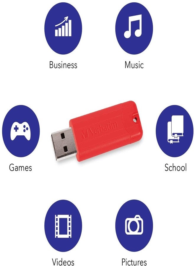 فيرباتيم محرك أقراص فلاش USB 3.0 قابل للسحب من فيرباتيم بسعة 64 جيجابايت بنمط الخطوط - عبوة من 5 قطع - متعدد الألوان (أخضر، أزرق، أحمر، بنفسجي، سماوي) - Image 3