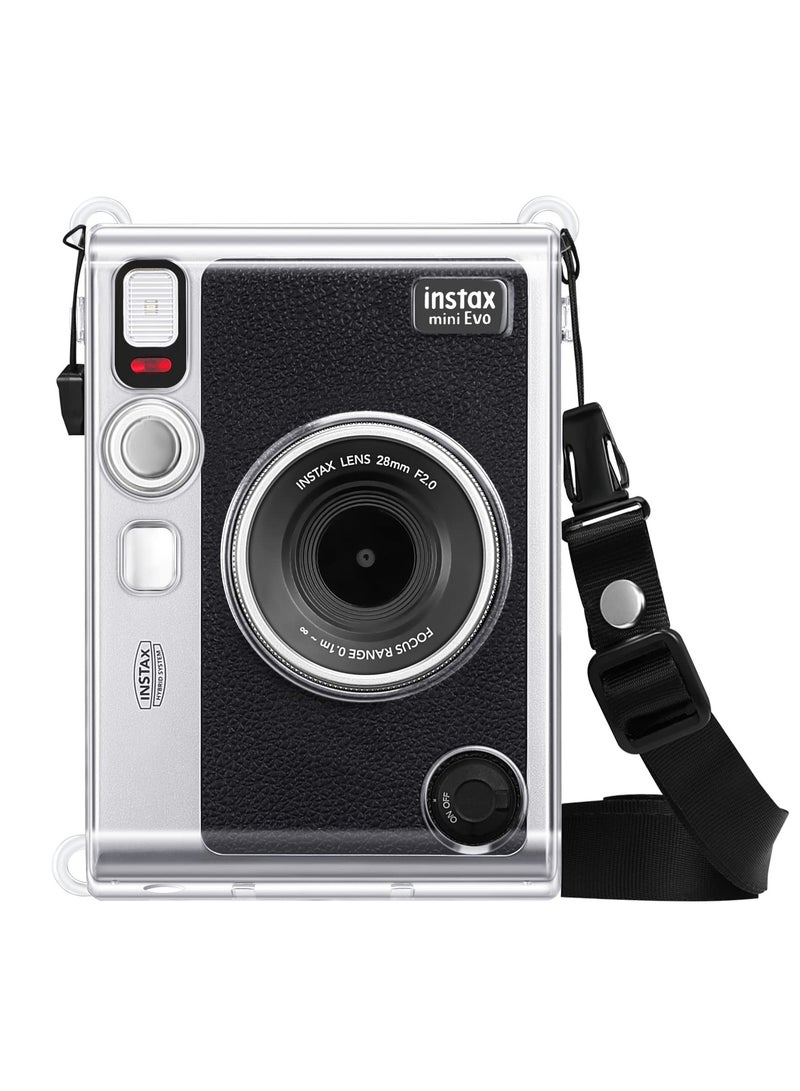 Protective Case for Fujifilm Instax Mini EVO Camera Crystal Hard PVC Cover with Removable Shoulder Strap - Image 2