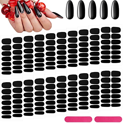 Maitys 20 Sheets 280 Pieces Black Nail Wraps Self Adhesive Full Cover Nail Polish Stickers False Decals Manicure Stickers for Girls WomenCool Style - Image 1
