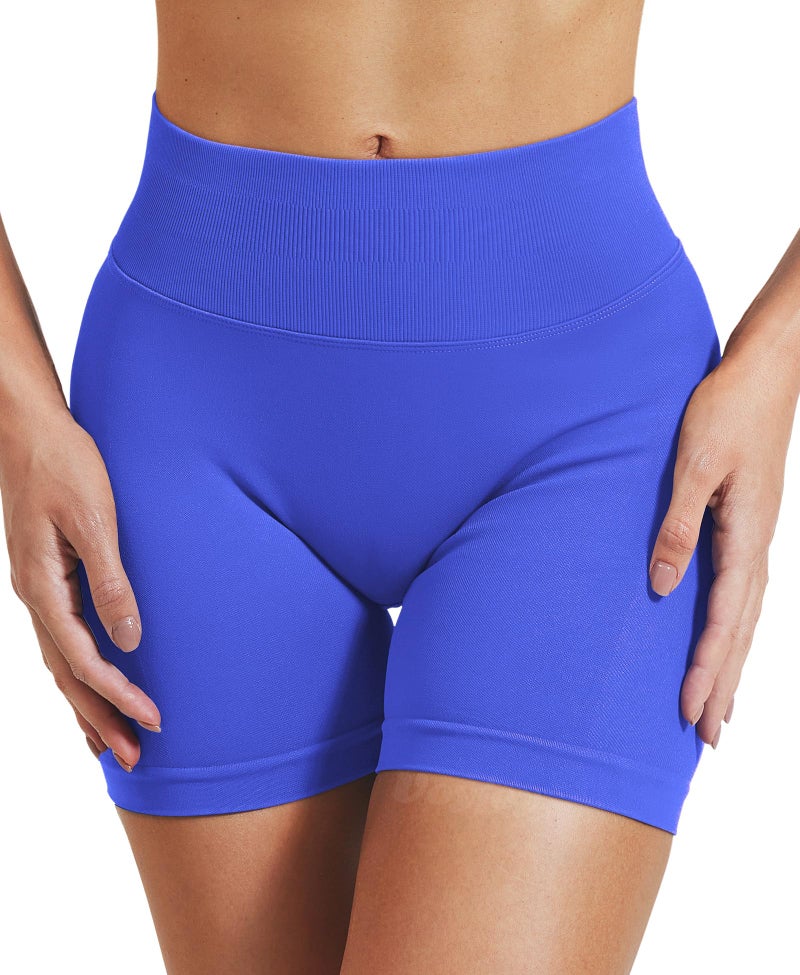 VOYJOY Women Workout Impact Shorts 2.5"/ 3.6"/ 4.5"/ 6" Scrunch Butt Lifting Gym Seamless Booty Biker Shorts Electric Blue - Image 4