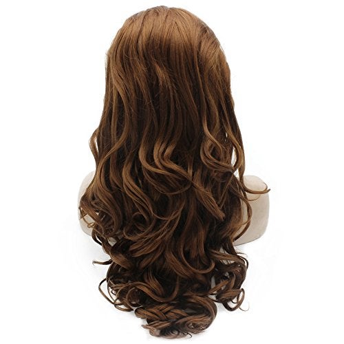 MX angel Long Wavy Heat Resistant Fiber Synthetic Lace Front Brown Auburn Natural Wig - Image 4