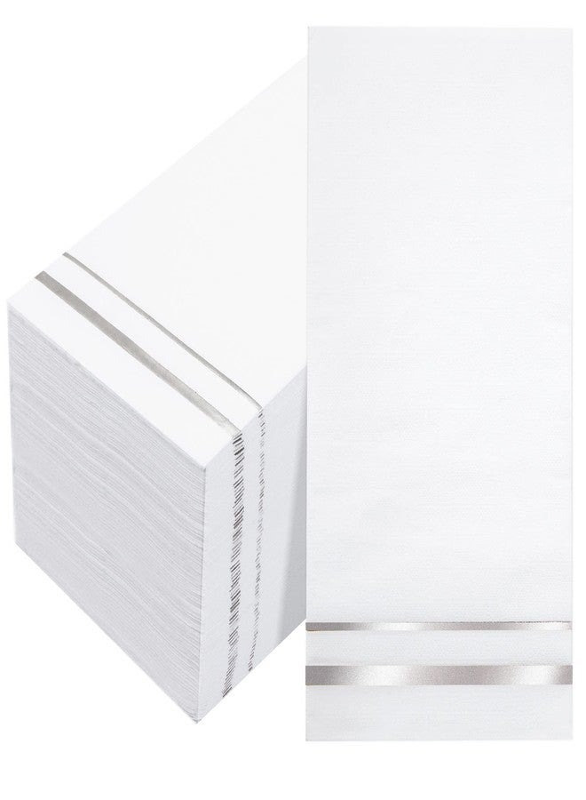 BUCLA 100-Count 3-Ply disposable Napkins - Silver Paper Napkins Disposable Premium Quality - Christmas Napkins/Dinner Napkins Disposable Soft, Absorbent for Kitchen, Parties, Weddings or Events - Image 1