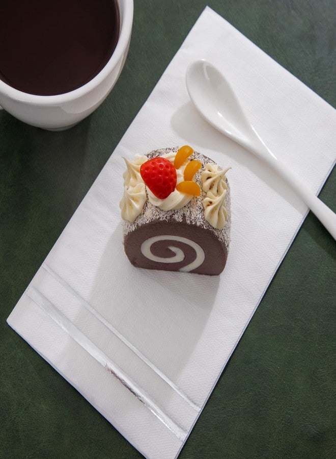 BUCLA 100-Count 3-Ply disposable Napkins - Silver Paper Napkins Disposable Premium Quality - Christmas Napkins/Dinner Napkins Disposable Soft, Absorbent for Kitchen, Parties, Weddings or Events - Image 3