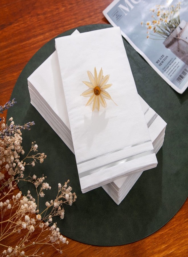 BUCLA 100-Count 3-Ply disposable Napkins - Silver Paper Napkins Disposable Premium Quality - Christmas Napkins/Dinner Napkins Disposable Soft, Absorbent for Kitchen, Parties, Weddings or Events - Image 5