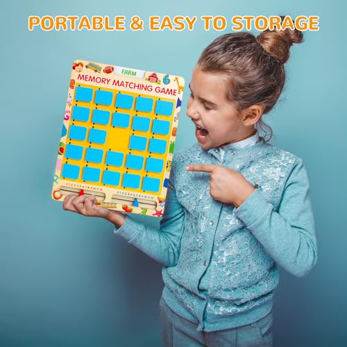 ABERLLS Matching Memory Game for Kids Age 3 4 5 6 7 8 Year Old, Travel Toy for Boys Girls, Wooden Board Game, Road Trip Essentials for Toddler, Airplane/ Car/ Camping Activity, Ideal Christmas, Birthday Gifts - Image 5