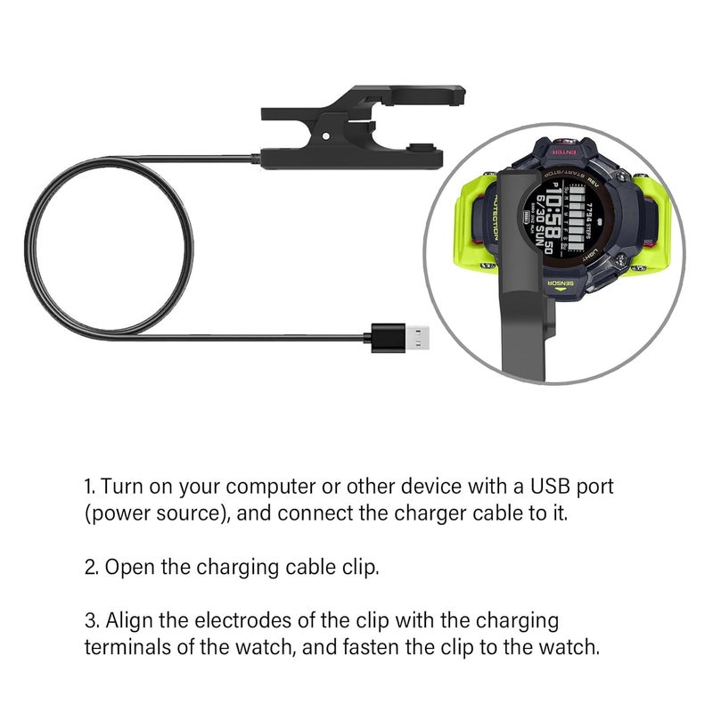 Watch Charging Cable for GBD-H2000 Dock Cradle Watch USB Cord Holder Black 80cm Cable - Image 2