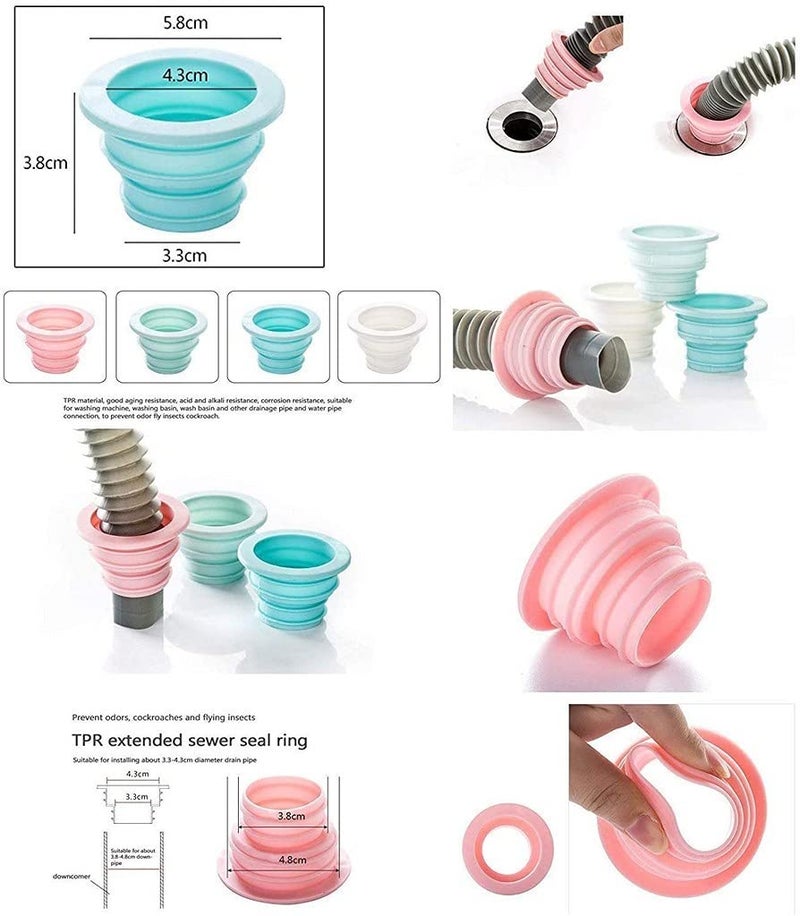 Dhvsam 2 Pic Silicone Drain Pipe Hose Sealing Plug, Washing Machine Plug Ring Hose Deodorant Sewer Seal Ring Clean Tool for Home Bathroom,Laundry Room,Kitchen,Floor Drain - Image 5