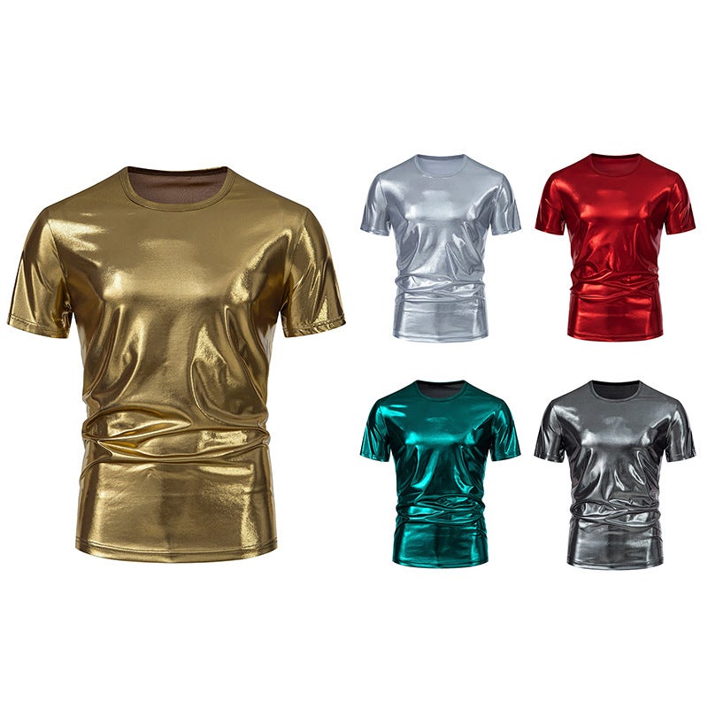 men''s party stage bright short sleeve round neck T-shirt 004P30 - Image 5