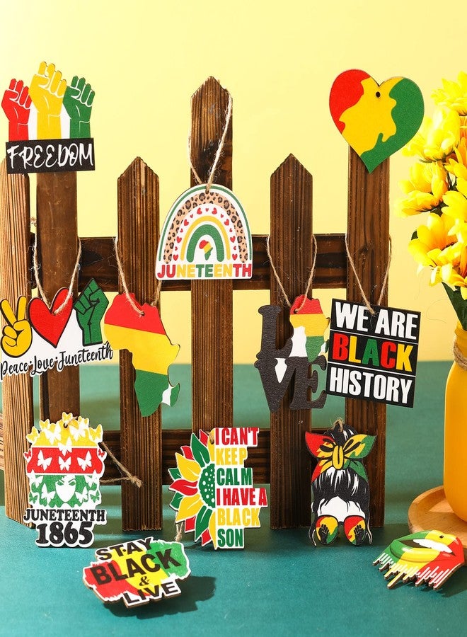 Kathfly 36 Pcs Juneteenth Hanging Ornaments Black History Month Wooden Sign Patriotic History Decor Wood Slices Wooden Tags for African American Festival Holiday Classroom Independence Day (Novelty Style) - Image 2