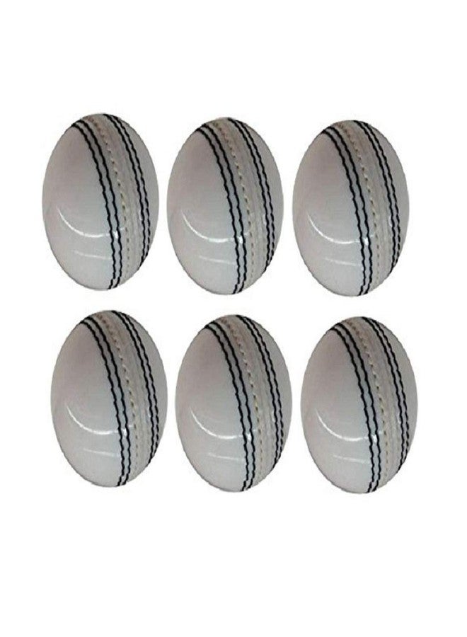 AnNafi® White Cricket Ball | White Color Rubber Cricket Balls for Practice A Grade Handstitched | Senior Official Hard & Seasoned |No Stamp for Indoor and Outdoor Practice & Training Cricket Ball (6) - Image 1