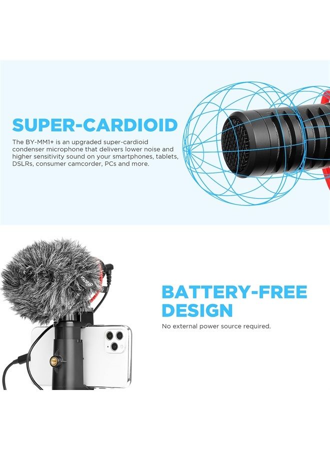 Boya Upgraded New Camera Super-Cardioid Video Shotgun Condenser Microphone by-MM1+ with Headphone Monitoring for Camera Camcorder Android iOS Smartphone Mac PC Live Stream Recording - Image 1