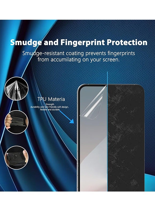 OLYSON [6 Pack] Samsung Galaxy Z Flip 6 Screen Protector，2 Pcs Tempered Glass Back Screen Protector, 2 Pcs Camera Lens Protector, 2 Pcs Inner Screen Flexible Film, Touch Sensitive, Flexible TPU 24h Scratch Self-Healing - Image 3