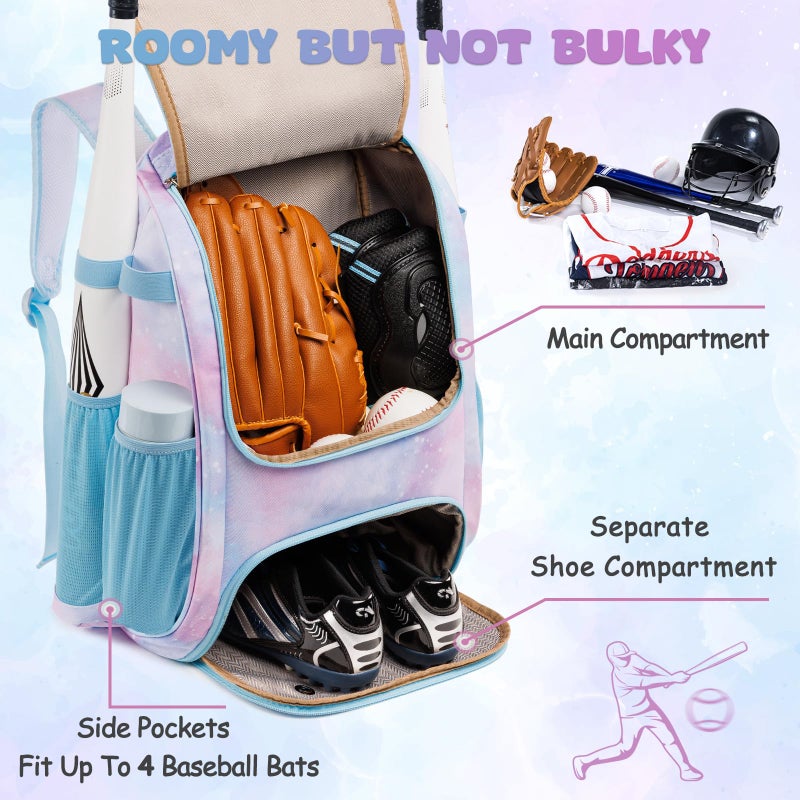 VIGEGARI Youth Baseball Bag Backpack with Bat Holder for Boys Girls Baseball & Softball Bat Bag for T-Ball Equipment, Kids Baseball Backpack with Shoe Compartment & Glove Storage - Image 3