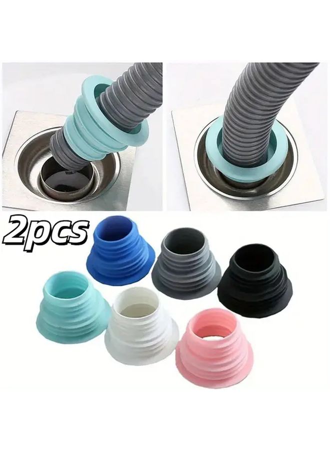 2 Sewer Deodorizing Seal Ring Washing Machine Drain Pipe Seal Plug Wash Basin Silicone Kitchen Deodorizing Cover Blue - Image 2