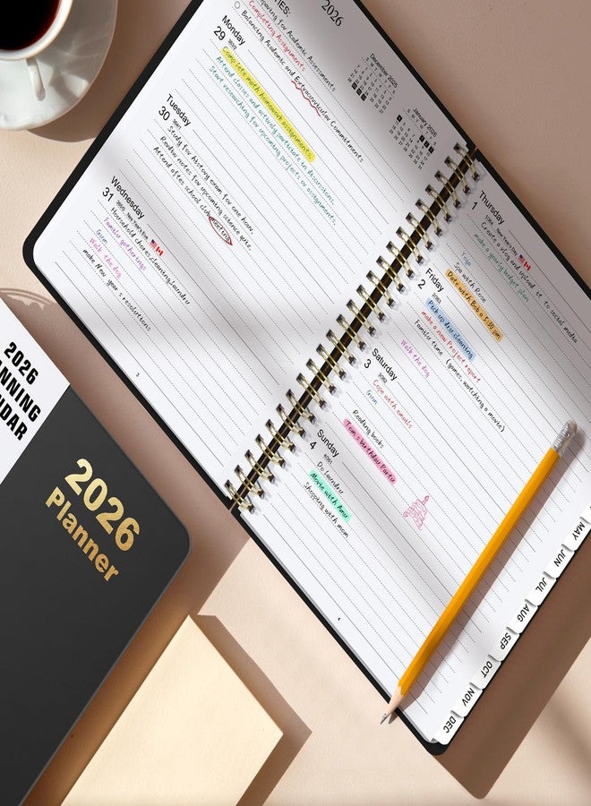 Timart 2026 Planner, Weekly and Monthly Planner, January 2026 - December 2026, Hardcover 2026 Calendar Planner Book with Tabs, Inner Pocket For Women & Men, Perfect for Office School Home Supplies, A5 - Image 2
