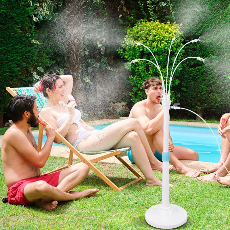 POCKET PANDA Misters for Outside Patio Standing Misting Cooling System Portable Outdoor Water Mist Hose Kit Adjustable 457in Height 5 Spray Nozzles for Backyard Garden Pool Tanning BBQ Cool Kids Pet Playing - Image 2